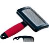 Ferplast Spazzola Cardatore per Cani - Pelo Medio e Lungo - Setole Inclinate e Testine Arrotondate, Acciaio Inox - Impugnatura Ergonomica Morbida - Pettine Extra Incluso - Misura L, Rosso