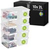 SmartStore Scatole portaoggetti in plastica 2L con coperchi - Set di 10Impilabili e sovrapponibili - Garanzia di 10 anni - Sicure per alimenti - Chiusura con clip - L21 x P17 x A11cm