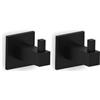 Kon-fort Home Appendi Accappatoio Quadrato Bagno Nero. Set 2 Ganci Bagno Cucina, Design in Acciaio Inossidabile AISI 304, Nero Opaco con Viti.