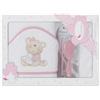 Interbaby Asciugamano con cappuccio per neonato LOVE YOU in bianco e rosa con Set de Spazzola e Pettine - 900 g