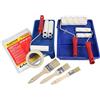 CRINSTON Maxi Set - Kit rulli di pittura anti-goccia + mini rulli di schiuma + kit di pennelli piatti + copertura 20 m² + vaschetta grande e piccola + nastro da pittore.