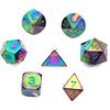 DollaTek 7Pcs Set di Dadi in Metallo Solido DND Gioco di Dadi D&D in Metallo Solido con Custodia e Lega di Zinco con Smalto per Giochi di Ruolo Sotterranei e Draghi(Argento Antico Placcato)