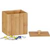 Relaxdays Scatola portaoggetti con coperchio, piccola scatola di legno, scatola portaoggetti in bambù, scatola portaoggetti in legno, HBT 10 x 10 x 8 cm, naturale