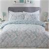 Sleepdown Trailing Leaf-Set Copripiumino Reversibile in Policotone con Federa, per Letto Singolo, 135 cm x 200 cm, Verde Salvia Bianco