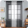 GIRASOLE HOME Coppia Tende Haiti Filtranti Simil Lino con Trama a Croci 2 Pannelli con Tasca e Passanti Nascosti (Nero, 70x240cm)