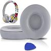SoloWIT® Cuscinetti Auricolari Ricambio per Beats Solo 2 e Solo 3 Wireless On-Ear Cuffia con morbida pelle proteina/memory foam/nastro adesivo forte - Grigio