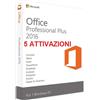 Microsoft OFFICE 2016 PRO PLUS LICENZA PER 5 POSTAZIONI ATTIVAZIONE ONLINE 32/64 BIT KEY ESD