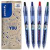 Pilot, B2P Gel, Penna Ecosostenibile, Confezione da 4, Roller Gel Ecologica e Ricaricabile, Fatta con 89% Plastica Riciclata, Nero, Blu, Rosso, Verde