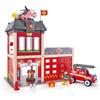 Hape Sustainable Wood Toy Hape Large Fire Station Playset With Battery-Powered Alarms, Fire Fighter, Rescue Dog And Helicopter. 3 years +