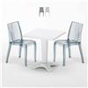 Grand Soleil Tavolino Quadrato Bianco 70x70 cm con 2 Sedie Colorate Trasparenti Dune Terrace