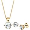 Elli - Set da donna Basic elegante con cristalli Swarovski, in argento Sterling 925 placcato oro e Placcato oro, colore: gold, cod. 0902410817_45