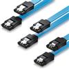 deleyCON 3x 50cm Cavo SATA III Set S-ATA 3 Dati - Cavo Collegamento HDD SSD Connessione Clip Metallo 6 GBit/s - 2 Connettori L-Type Dritti - Blu