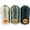 New brothread Set di 3 Diversi Grigio Colori poliestere filo di ricamo macchina grande bobina 5000M per tutte le macchine da ricamo
