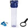 Contenitore per Filtro Acqua da 10 In/Out da 1 colore Trasp.+ Chiave e Staffa