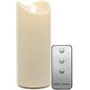 TRONJE Ø7x18 cm LED Candela a Batteria da Esterno Crema - Candela Plastica senza Fiamma con Timer e Telecomando - Impermeabile & Resistente al Calore