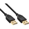 InLine cavo USB 2.0, A a A, colore nero, connettori dorati, 1m