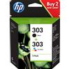 HP Confezione da 2 cartucce di inchiostro nero/in tricromia originali HP 303