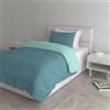 Italian Bed Linen Set Copripiumino 100% Cotone Natural Color, Made in Italy - Parure Copri Piumino - Sacco Piumone 200x200 cm con Doppia Patella e Federa Cuscino, Piazza e Mezza, Ottanio/Acqua