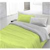 Italian Bed Linen Parure Copri Piumino Natural Color, Verde Acido/Grigio Chiaro, Singolo