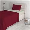 Italian Bed Linen Set Lenzuola Letto Singolo Cotone Natural Color, lavorato in Italia - Completo Letto, Lenzuolo Sotto con Angoli, Telo Sopra 90x200cm e Federa con Patella Interna, Bordeaux/panna