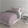 Italian Bed Linen Set Copripiumino 100% Cotone Natural Color, Made in Italy - Parure Copri Piumino - Sacco Piumone 200x200 cm con Doppia Patella e Federa Cuscino, Piazza e Mezza, Rosa Antico/Grigio Scuro
