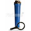 Contenitore per Filtro Acqua da 20 In/Out 1 Col. Blue con chiave e pulsante di rilascio pressione (or)