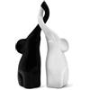 FeinKnick Coppia armoniosa di elefanti in ceramica in bianco e nero - Scultura moderna, coppia di due singoli elefanti - Statuetta decorativa alta 26 cm - Elefante come perfetta idea regalo
