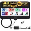 MILIWAN Antenna TV Interna con Amplificatore Segnale HDTV per DTT DVB-T/DVB-T 2 con Cavo di 4,4m, Antenna Finestre per Ricezione TV Digitale HD/VHF/UHF/FM (Aggiornata)