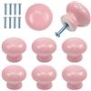Fangehong 8pcs Pomelli Porte per Bambini, 35 mm Ceramica Manopole Armadietti, Rosa Rotonde Pomelli Armadi , Cassetto Ceramico Pull Maniglia con Viti per Cassetti, Armadi, Porte Interne, Cucina, Soggiorno (Rosa)