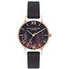 Olivia Burton Orologio Analogico al Quarzo da Donna Collezione DARK BOUQUET con Cinturino in Pelle Nero - OB16WG43