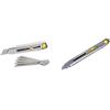 Stanley Coltello 7-10-018 Interlock Snap Off con 5 lame in carburo, grigio/giallo, 18 mm & 0-10-095 Cúter Interlock 9mm x 135mm