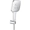 Grohe Rainshower 130 SmartActive Cube 26589000 Soffione Doccia a 3 Getti, Ecojoy Portata Limitata a 9,5l/min, Supporto Fisso, Cromo Squadrato, 130 mm, Set di 3 Pezzi