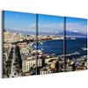 Quadro Moderno 3 pz. NAPOLI GOLFO cm 150x50 arredamento città stampa su  tela