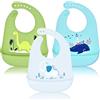 FILOWA Bavaglini Silicone Impermeabile 3 Pezzi Silicone Bavaglino Con Tasca | Morbido, Grandi Raccoglipappa, Lavabile Facili da Pulire, Svezzamento Bavaglino per Unisex Bambini Neonata, Senza BPA