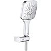Grohe Rainshower 130 SmartActive Cube 26588000 Soffione Doccia a 3 Getti, Ecojoy Portata Limitata a 9,5l/min, Set con Supporto, Cromo Squadrato, 130 mm, Set di 3 Pezzi