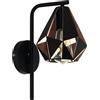 Eglo Lampada da parete Carlton 4, lampada vintage da parete a 1 | fiamma, materiale: acciaio, colore: nero, rame anticato, portalampada: E27