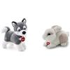 Trudi Husky Marcus Peluche, Colore Grigio, 22271 & no Coniglio Xs Peluche, Multicolore, 51109
