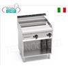 FRY TOP a GAS su VANO A GIORNO con PIASTRA Liscia in COMPOUND LUCIDO