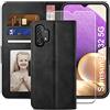 YATWIN Cover Samsung Galaxy A32 5G con Vetro Temperato, Cover a Libro Samsung A32, Flip Custodia Portafoglio in Pelle Premium Slot, Magnetica Cover con Funzione Stand per Samsung A32 5G Case - Nero