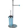 CAOS ARREDOBAGNO Caos Arredo Bagno Italiano - Piantana Intesa porta rotolo + porta scopino in vetro con sfera in metallo - P0170