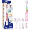 Seago Spazzolino Elettrico Bambini dai 3-12 Anni con Timer di Spazzolamento e Lampade a LED Colorate e 4 Setole Morbide Testine Idea Regalo per Ragazzi e Ragazze SGEK6/SG977 (Rosa)