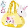 Brubaker Peluche Unicorno Bianco in Borsetta - 20 cm - Peluche in Borsa - Giallo