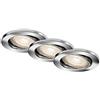 Briloner Leuchten - LED da incasso, set da 3 lampade da soffitto, modulo LED orientabile, ciascuno da 5 Watt, 460 Lumen, 3000 Kelvin, IP23, cromate, 86 x 70 mm (DxH)