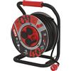 EMOS - Avvolgicavo 40 m in lamiera d'acciaio - 4 prese Schuko - impermeabile, resistente agli urti, all'olio e agli agenti atmosferici - 230 V, 16 A, 3680 W - isolamento in gomma - H07RN-F 2,5 mm2