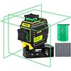 Firecore Livella laser Autolivellante verde 3x360°, livella laser Professionale da 25m e fino a 50 m in modalità a impulsi da esterno, con 2 batterie al litio ricaricabili (F94T-XG)
