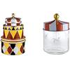 Alessi Circus MW31S3 Set Scatole Portaoggetti Impilabili di Design in Banda Stagnata & MW30/75 Circus Barattolo Ermetico in Banda Stagnata e Vetro, 75 cl