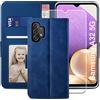 YATWIN Cover Samsung Galaxy A32 5G con Vetro Temperato, Cover a Libro Samsung A32, Flip Custodia Portafoglio in Pelle Premium Slot, Magnetica Cover con Funzione Stand per Samsung A32 5G Case - Blu