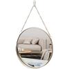AIFUSI Specchio da Appendere, 25 x 25 cm Specchio per Il Trucco Rotondo da Bagno Cornice in Ottone con Catena Appesa Stile Semplice [Small Size]