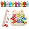 LinStyle Giochi Bambini 3 Anni, Giochi di Pesca, Giochi Montessori Magnetici di Pesca in Legno mit 10 Pesci e Due Canne da Pesca, Regalo Bambino per 3 4 5 6 Anni