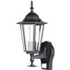 V-TAC LAMPADA A PARETE LANTERNA ATTACCO E27 UP NERA CON SENSORE MOVIMENTO VT-751-LED7070